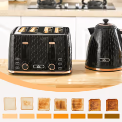 HOMCOM 1.7L Kettle and Toaster Set with Defrost Reheat and Crumb Tray Black - Additional view 7