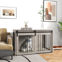 PawHut Dog Crate Furniture with Removable Cushion - Walnut Brown