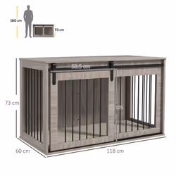 PawHut Dog Crate Furniture with Removable Cushion - Walnut Brown