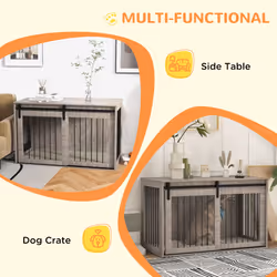 PawHut Dog Crate Furniture with Removable Cushion - Walnut Brown