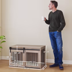 PawHut Dog Crate Furniture with Removable Cushion for Large Dogs - Brown