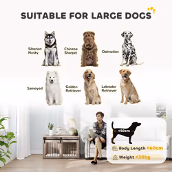 PawHut Dog Crate Furniture with Removable Cushion for Large Dogs - Brown
