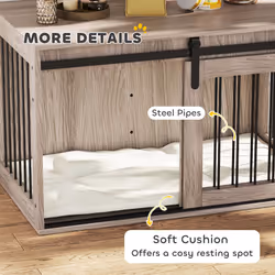 PawHut Dog Crate Furniture with Removable Cushion for Large Dogs - Brown - Additional view 6