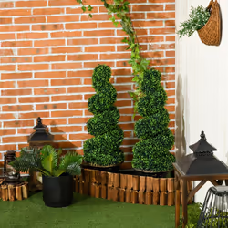 HOMCOM Set of 2 Potted Artificial Plants, Topiary Spiral Boxwood Trees, 90cm - Additional view 5