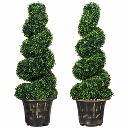 HOMCOM Set of 2 Potted Artificial Plants, Topiary Spiral Boxwood Trees, 90cm - Additional view 8