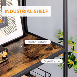 HOMCOM 6 Tier Storage Shelves, Free Standing Book Shelf for Study, Living Room