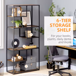 HOMCOM 6 Tier Storage Shelves, Free Standing Book Shelf for Study, Living Room - Additional view 8