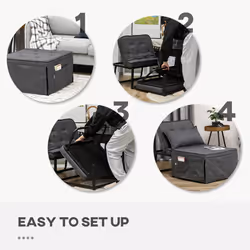 HOMCOM Convertible Sleeper Chair with Pillow and Side Pockets, Charcoal Grey