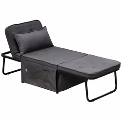 HOMCOM Convertible Sleeper Chair with Pillow and Side Pockets, Charcoal Grey - Additional view 7