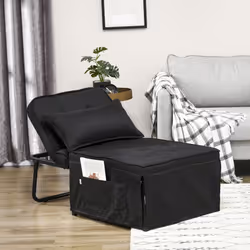 HOMCOM Folding Sleeper Chair Bed with Pillow and Side Pockets, Black
