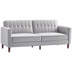 HOMCOM Convertible Sofa Futon Velvet-Touch Tufted Couch Sofa Bed Grey - Additional view 8