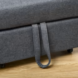 HOMCOM Folding Sofa Bed Adjustable Single Sleeper w/ Pillow Side Pocket, Grey