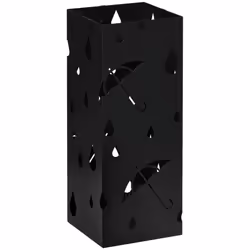 HOMCOM Metal Umbrella Stand, Square Umbrella Basket with 4 Hooks Drip Tray Black - Additional view 8