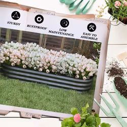 Outsunny Galvanised Raised Garden Bed Planter Box with Safety Edging, Dark Grey - Additional view 4