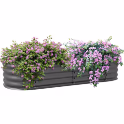 Outsunny Galvanised Raised Garden Bed Planter Box with Safety Edging, Dark Grey - Additional view 7