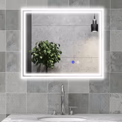 kleankin Dimmable Bathroom Mirror with LED Lights, 3 Colours, Defogging Film
