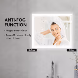 kleankin Dimmable Bathroom Mirror with LED Lights, 3 Colours, Defogging Film