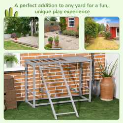PawHut Chicken Activity Play Chicken Coop with Swing Set for 3-4 Chickens, Grey