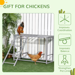 PawHut Chicken Activity Play Chicken Coop with Swing Set for 3-4 Chickens, Grey