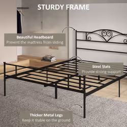 HOMCOM King Metal Bed Frame w/ Headboard and Footboard, 31cm Under-bed Space