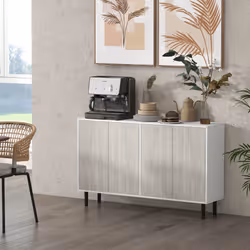 HOMCOM Sideboard Storage Cabinet for Living Room with Adjustable Shelves White