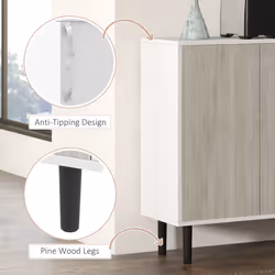 HOMCOM Sideboard Storage Cabinet for Living Room with Adjustable Shelves White - Additional view 6