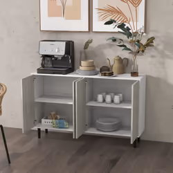 HOMCOM Sideboard Storage Cabinet for Living Room with Adjustable Shelves White - Additional view 7