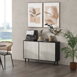 HOMCOM Sideboard Storage Cabinet for Living Room with Adjustable Shelves Black