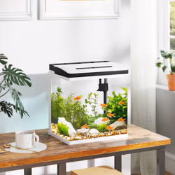 PawHut Aquarium 13L Glass Fish Tank w/ Filter, LED Lighting, Water Pump