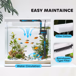 PawHut Aquarium 13L Glass Fish Tank w/ Filter, LED Lighting, Water Pump