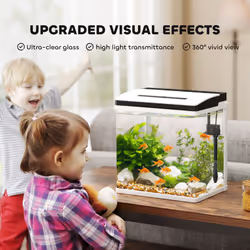 PawHut Aquarium 13L Glass Fish Tank w/ Filter, LED Lighting, Water Pump - Additional view 5