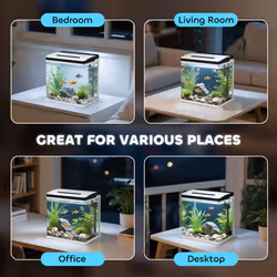 PawHut Aquarium 13L Glass Fish Tank w/ Filter, LED Lighting, Water Pump - Additional view 6