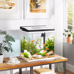 PawHut Aquarium 28L Glass Fish Tank w/ Filter, LED Lighting, Water Pump