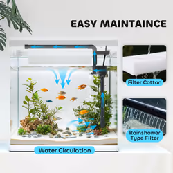 PawHut Aquarium 28L Glass Fish Tank w/ Filter, LED Lighting, Water Pump