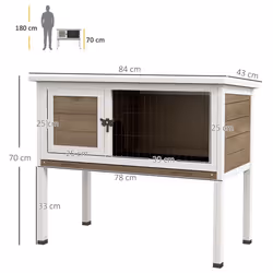 Pawhut Large Elevated Indoor Outdoor Wooden Guinea Pig Hutch w/ Asphalt Roof