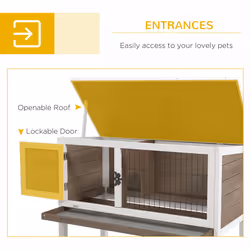 Pawhut Large Elevated Indoor Outdoor Wooden Guinea Pig Hutch w/ Asphalt Roof - Additional view 4