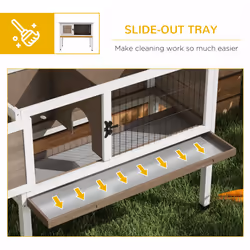 Pawhut Large Elevated Indoor Outdoor Wooden Guinea Pig Hutch w/ Asphalt Roof - Additional view 5