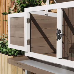 Pawhut Large Elevated Indoor Outdoor Wooden Guinea Pig Hutch w/ Asphalt Roof - Additional view 7