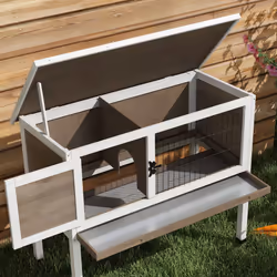 Pawhut Large Elevated Indoor Outdoor Wooden Guinea Pig Hutch w/ Asphalt Roof - Additional view 8