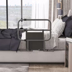 HOMCOM Folding Bed Rail for Elderly Safety Bed Assist Bar w/ Pocket for Adults - Additional view 5