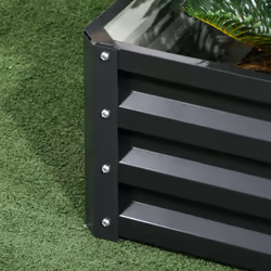 Outsunny 2 Tier Galvanised Raised Garden Bed Planter Box Open Bottom Dark Grey - Additional view 5