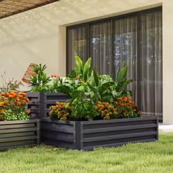Outsunny 2 Tier Galvanised Raised Garden Bed Planter Box Open Bottom Dark Grey - Additional view 6