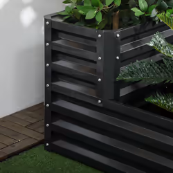 Outsunny 2 Tier Galvanised Raised Garden Bed Planter Box Open Bottom Dark Grey - Additional view 7
