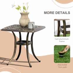 Outsunny 54 x 54cm Aluminium Outdoor Garden Side Table w/ Umbrella Hole, Bronze - Additional view 4