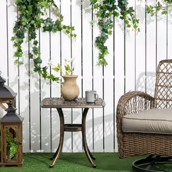 Outsunny 54 x 54cm Aluminium Outdoor Garden Side Table w/ Umbrella Hole, Bronze - Additional view 5