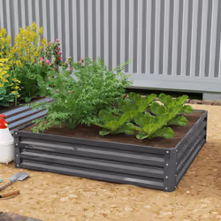 Outsunny Raised Garden Bed Metal Garden Flower Vegetable Planter Light Grey