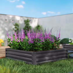 Outsunny Raised Garden Bed Metal Garden Flower Vegetable Planter Light Grey - Additional view 7