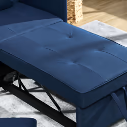 HOMCOM Folding Sleeper Sofa Bed Chair with Pillows, Pocket, Blue - Additional view 5