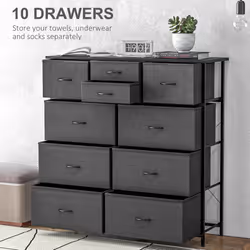 HOMCOM Bedroom Chest of Drawers Fabric Dresser w/ Foldable Drawers Black