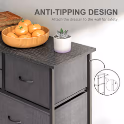 HOMCOM Bedroom Chest of Drawers Fabric Dresser w/ Foldable Drawers Black - Additional view 4